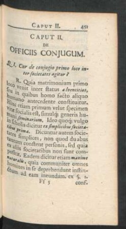 Caput II. De Officiis Conjugum