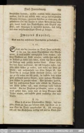 Zweytes Kapitel. Was man bey entstehender Feursgefahr zu beobachten.
