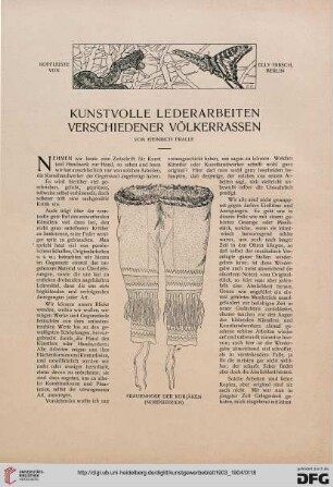 Kunstvolle Lederarbeiten verschiedener Völkerrassen