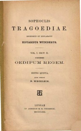 Sophoclis Tragoediae, I,2
