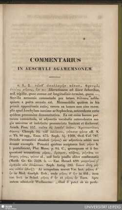 Commentarius in Aeschyli Agamemnonem