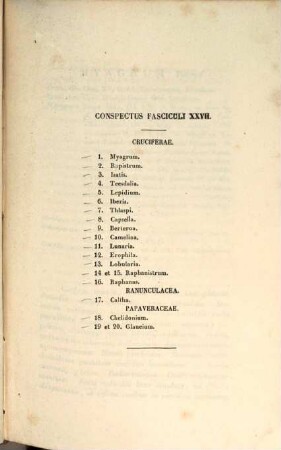 Genera plantarum florae germanicae : iconibus et descriptionibus illustrata, 27. Fasciculus XXVII. Continens cruciferarum, ranunculacearum, papaveracearum genera nonnulla