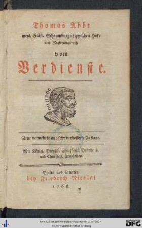 Thomas Abbt weyl. Gräfl. Schaumburg-Lippischen Hof- und Regierungsrath vom Verdienste