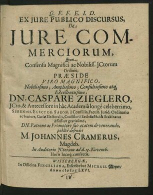 Ex Iure Publico Discursus, De Iure Commerciorum