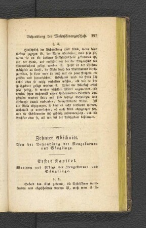 Zehnter Abschnitt. Von der Behandlung der Neugebornen ...