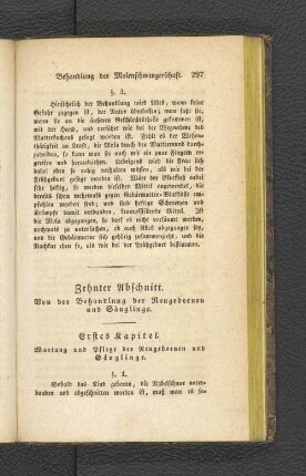 Zehnter Abschnitt. Von der Behandlung der Neugebornen ...