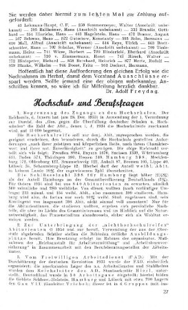Hochschul- und Berufsfragen
