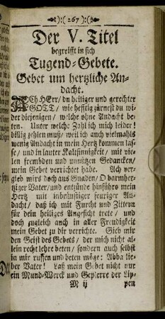Der V. Titel begreifft in sich Tugend-Gebete.