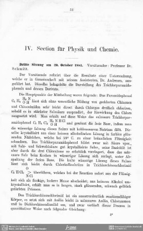 IV. Section für Physik und Chemie