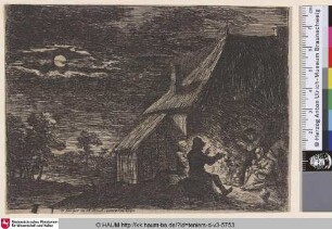 [Nächtliche Szene mit einer Familie am Feuer; Nocturnal Scene with a Family by a Fire]
