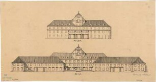 Fischer, Theodor; Lauta, Gartenstadt - Nord; Saalbau - Ost - u. Westseite (Ansichten)