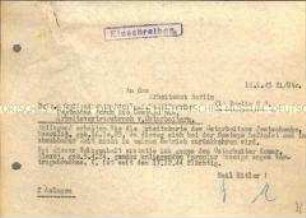 Schreiben an das Arbeitsamt bezüglich der Verhaftung eines "Ostarbeiters" durch die Gestapo wegen "Vertragsbruchs" - Sachkonvolut