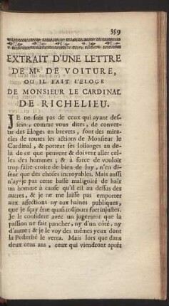 Extrait d'une lettre de Mr de Voiture