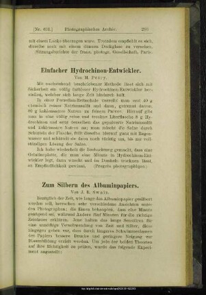 Zum Silbern des Albuminpapiers