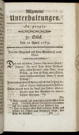31 Stück. d. 22. April 1769.
