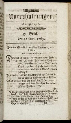 31 Stück. d. 22. April 1769.
