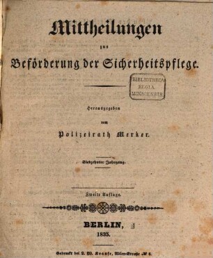 Mittheilungen zur Beförderung der Sicherheitspflege, 17. 1835