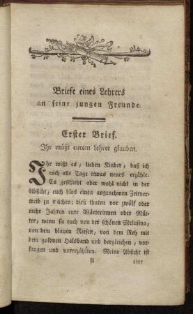 Erster Brief. Ihr müßt eurem Lehrer glauben.