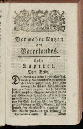 Erstes Kapitel. Vom Gelde.