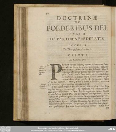 Locus II. De deo eisuque Attributis.