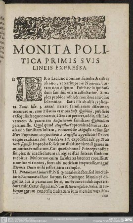Monita Politica Primis Suis Lineis Expressa