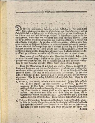 Litterarische Nachricht von einigen Handschriften und vielen typographischen Seltenheiten in der Freyberger Schulbibliothek