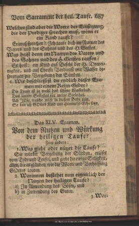 Das XLV. Examen. Von dem Nutzen und Würkung der heiligen Taufe?