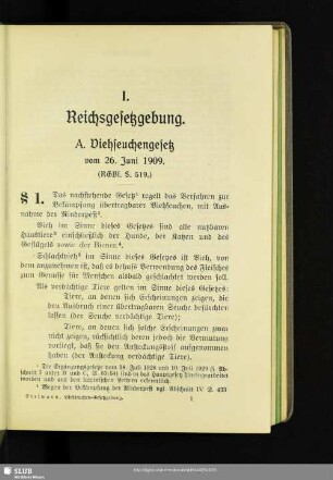 I. Reichsgesetzgebung