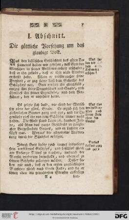 I. Abschnitt: Die göttliche Vorsehung um das glaubige Volk