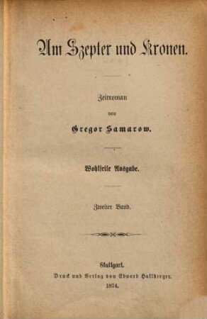 Um Szepter und Kronen : Zeitroman, [1],2