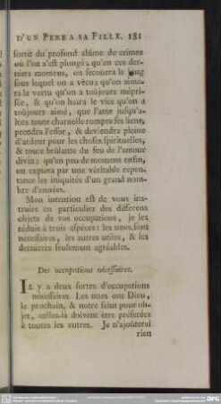 Des occupations nécessaires
