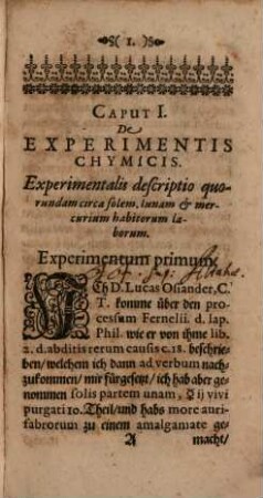 Osiandrische Experiment von Sole, Luna et Mercuria