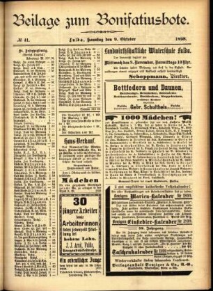 Zweite Ausgabe vom Sonntag, den 09. Oktober 1898.