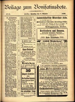 Zweite Ausgabe vom Sonntag, den 09. Oktober 1898.