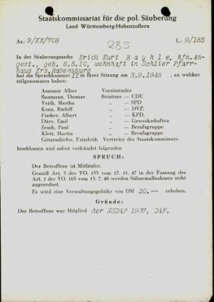 Rayhle, Erich Kurt