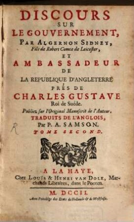 Discours sur le gouvernement, 2