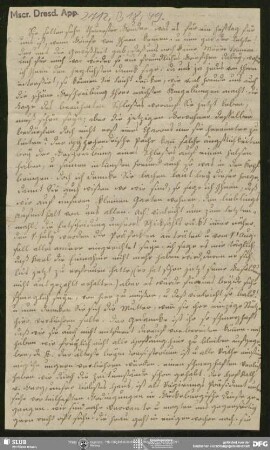 Eigenh. Brief von Julie Schlegel an August Wilhelm von Schlegel, o.O., ohne Datumsangabe
