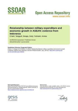 Relationship between military expenditure and economic growth in ASEAN: evidence from Indonesia
