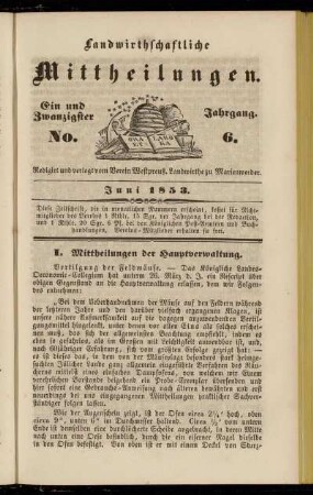 Ein und Zwanzigster Jahrgang. No. 6.