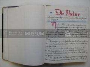 Buch mit handschriftlichen Aufzeichnungen zu wissenschaftlichen und kulturellen Fragen, angefertigt im Zuchthaus Waldheim