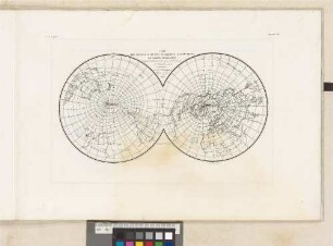Carte des méridiens et des parallèles magnétiques du globe terrestre.