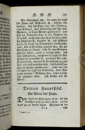 Drittes Hauptstück. Die Moral des Plato. - Viertes Hauptstück. Die Moral des Aristoteles.