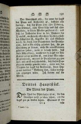 Drittes Hauptstück. Die Moral des Plato. - Viertes Hauptstück. Die Moral des Aristoteles.