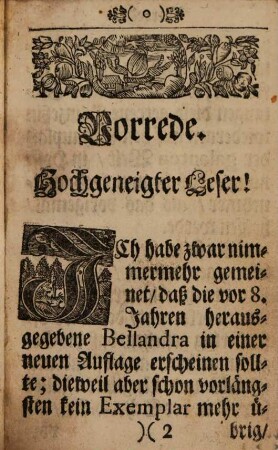 Die getreue Bellandra : In einem Liebes- und Helden-Gedichte Dem Curieusen Leser, zur vergönnten Gemüts-Ergötzung vorgestellet