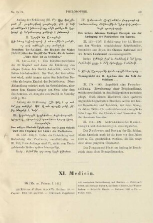 XI. Medicin