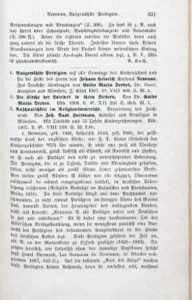 631-633 [Rezension] Newman, John Henry, Ausgewaehlte Predigten auf alle Sonntage des Kirchenjahres und fuer die Feste des Herrn