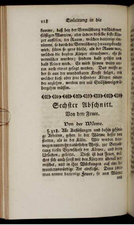 Sechster Abschnitt. Von dem Feuer.
