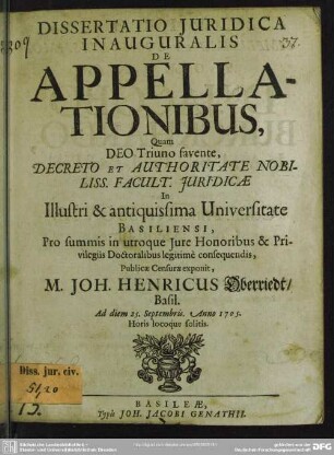 Dissertatio Iuridica Inauguralis De Appellationibus