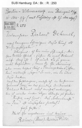 Brief an Richard Dehmel
