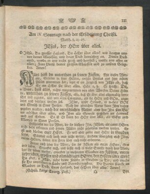 Am IV. Sonntage nach der Erscheinung Christi